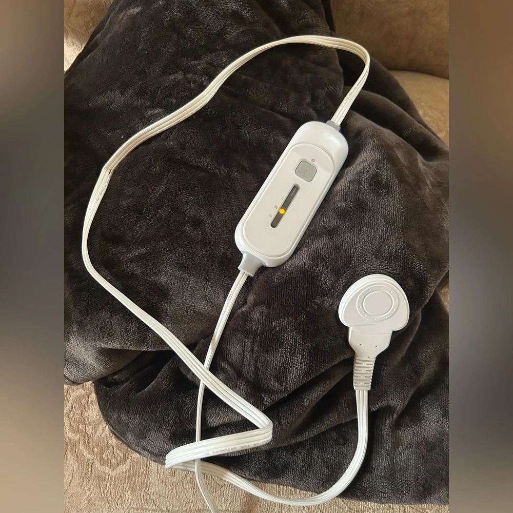 Dark Brown Electric Heated Throw Blanket Plush Microplush Heat Control 54x60